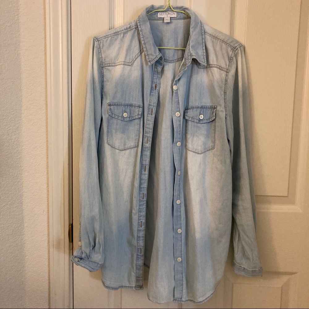 CottonOn Lightwash Gradient Denim Shirt